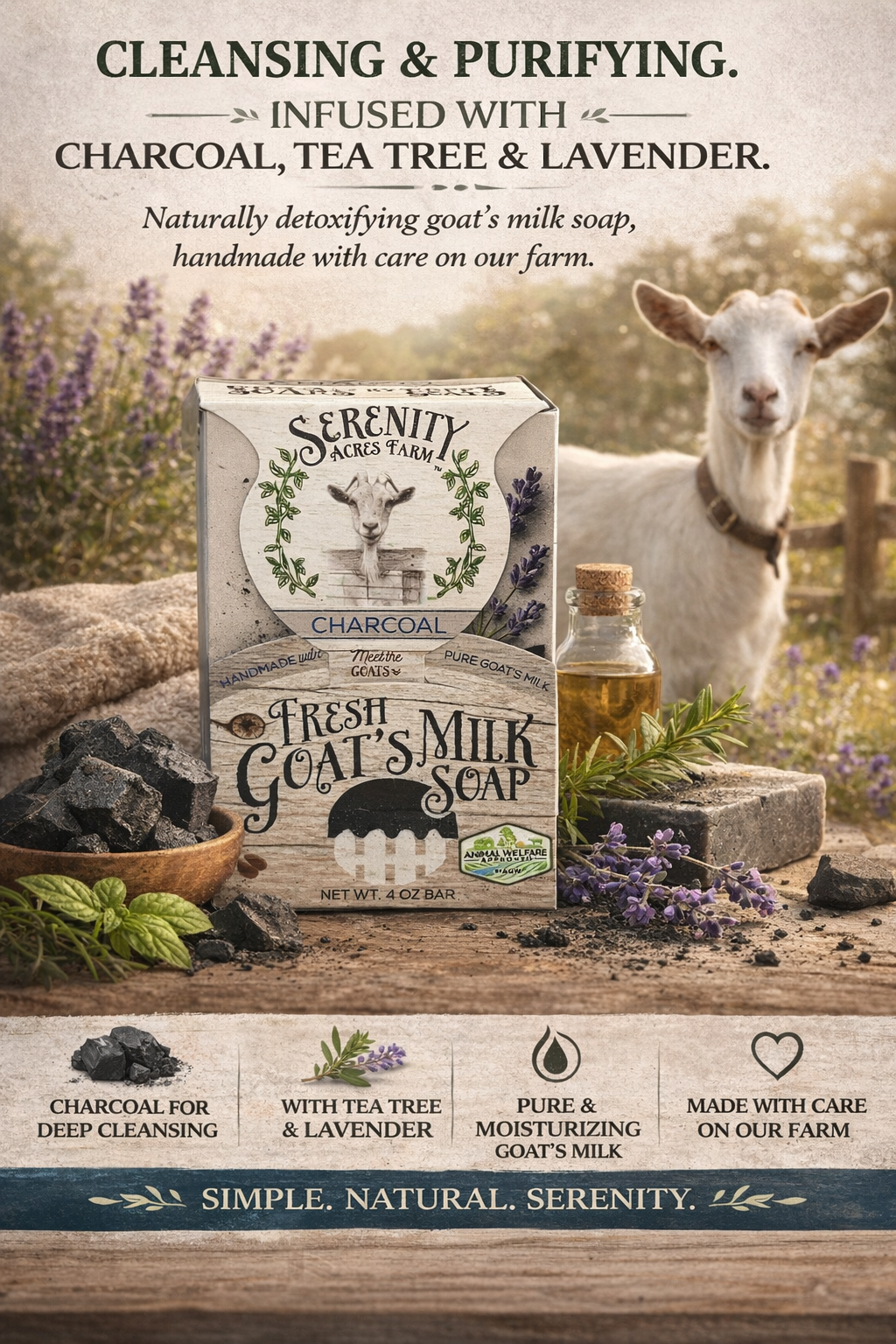 Charcoal Goat Milk Soap for Deep Cleansing & Clarifying – Serenity Acres Farm™