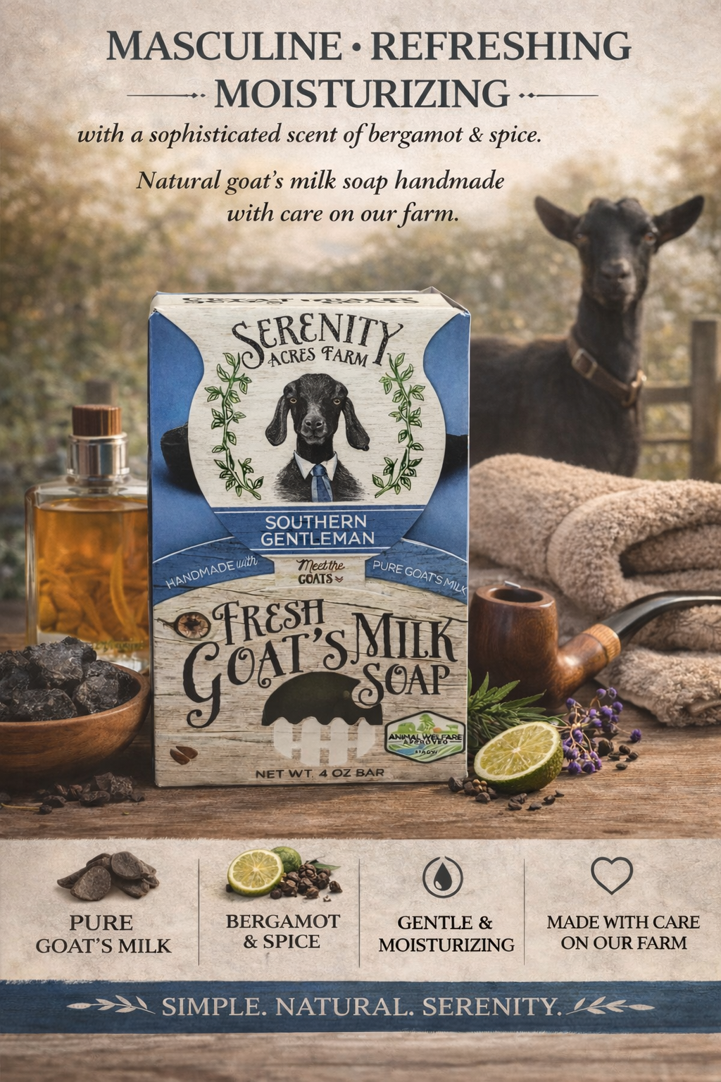 Southern Gentleman Goat Milk Soap - Clean & Masculine Scent from Serenity Acres Farm™