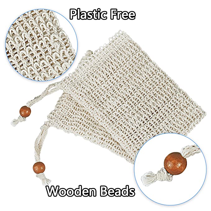 natural sisal soap bag, exfoliating soap pouch, eco-friendly soap accessory, zero waste soap, goat milk soap lather, reusable soap pouch