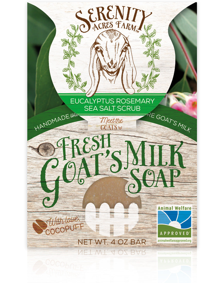 sea salt goat milk soap, gentle exfoliating soap, spa-like soap, eucalyptus and lavender soap, summer soap bar, natural skincare