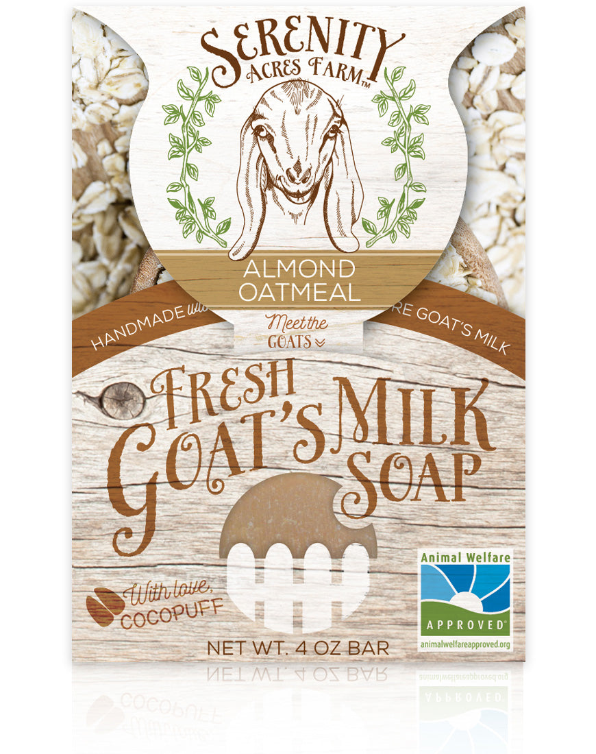 biscotti almond soap, exfoliating goat milk soap, oatmeal soap, almond-scented soap, natural skincare, sweet-smelling soap